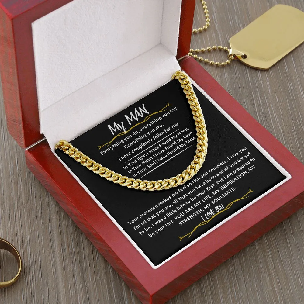 To My Man Cuban Link Chain Gift For Husband, Boyfriend, Partner