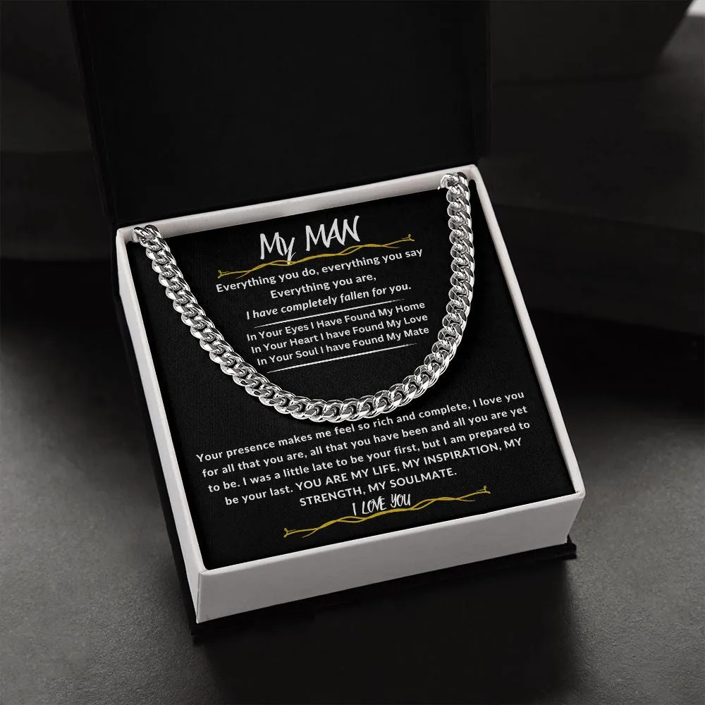 To My Man Cuban Link Chain Gift For Husband, Boyfriend, Partner