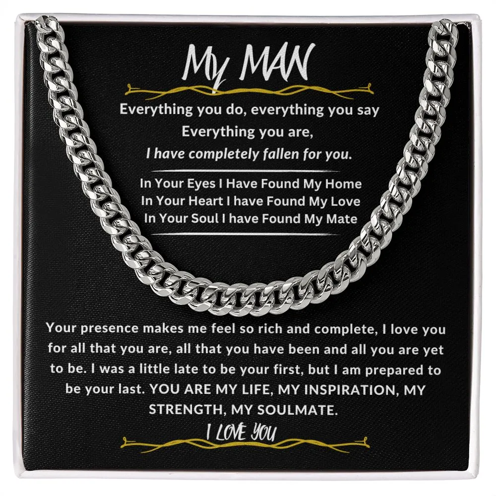 To My Man Cuban Link Chain Gift For Husband, Boyfriend, Partner