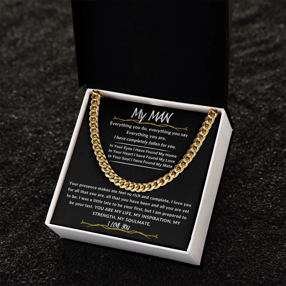 To My Man Cuban Link Chain Gift For Husband, Boyfriend, Partner