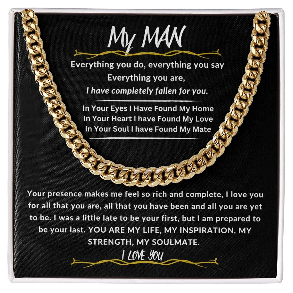 To My Man Cuban Link Chain Gift For Husband, Boyfriend, Partner