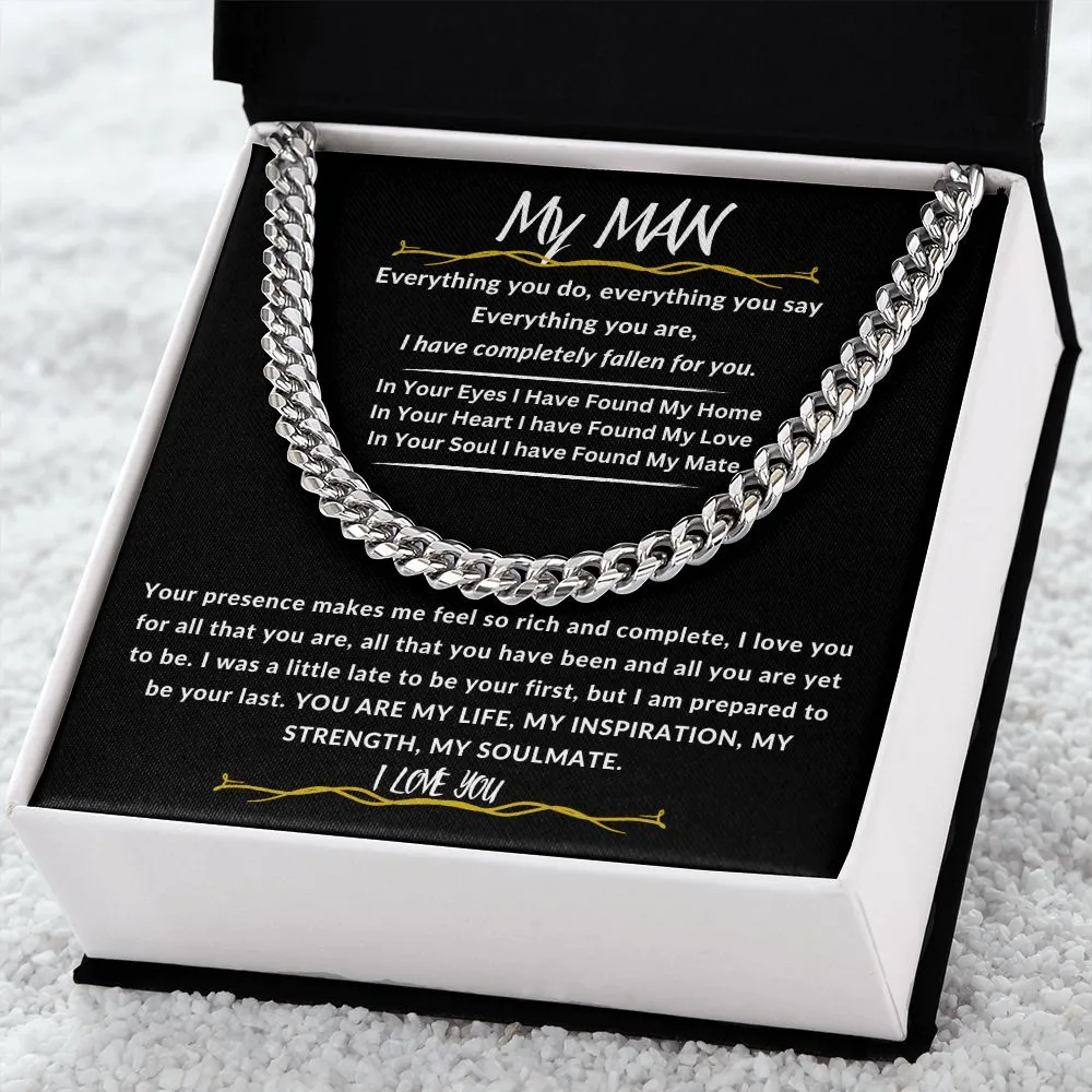 To My Man Cuban Link Chain Gift For Husband, Boyfriend, Partner