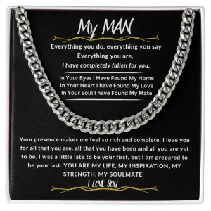 To My Man Cuban Link Chain Gift For Husband, Boyfriend, Partner