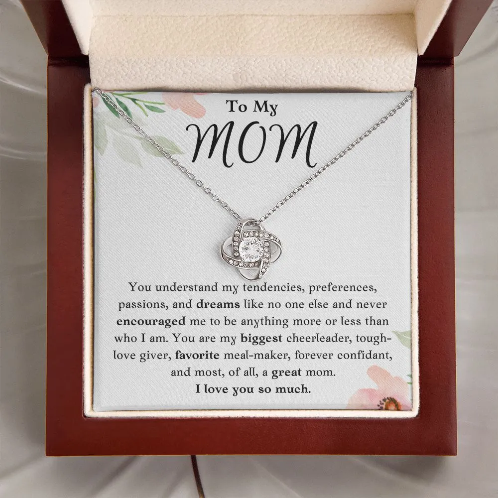 To My Mom Love Knot Necklace Gift
