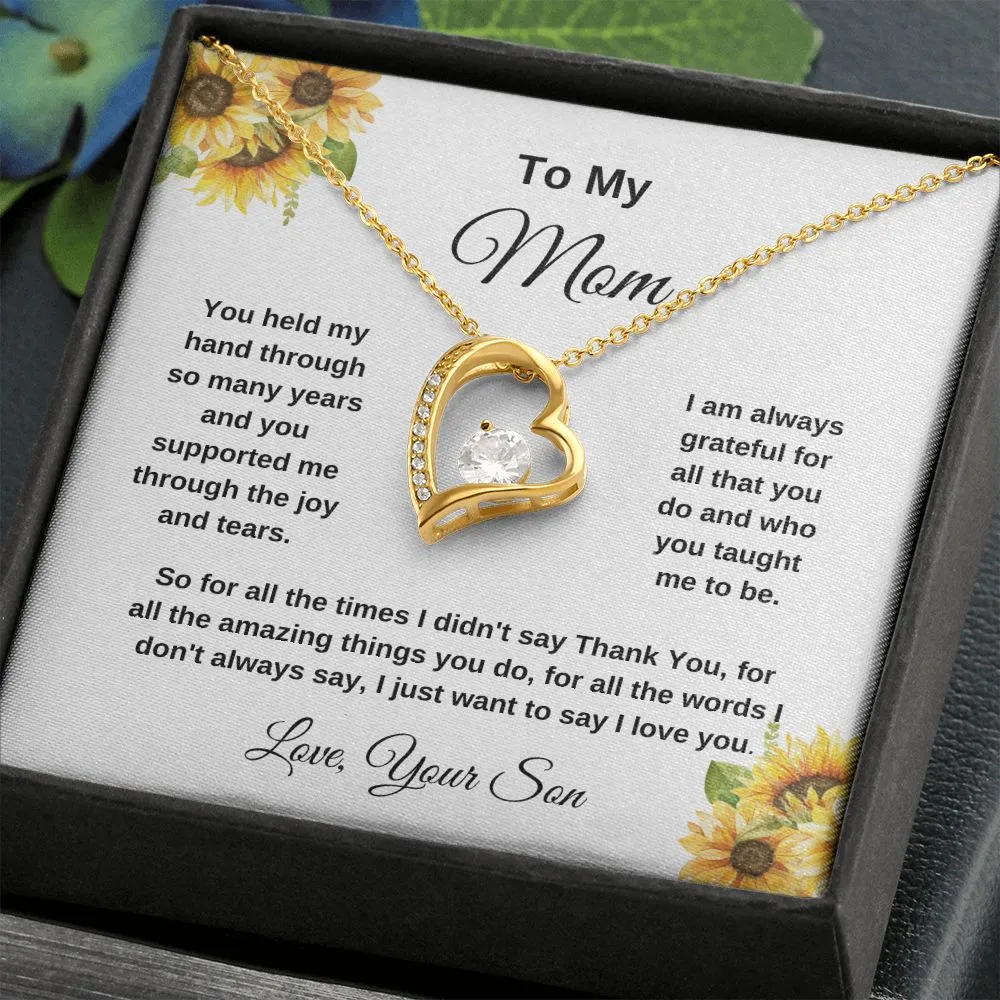 To My Mom Love Your Son Sunflowers Necklace