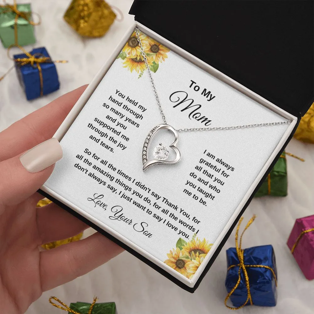 To My Mom Love Your Son Sunflowers Necklace