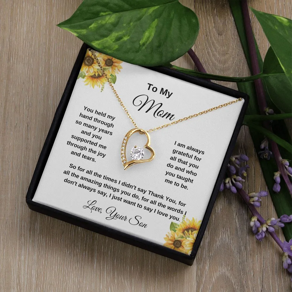 To My Mom Love Your Son Sunflowers Necklace