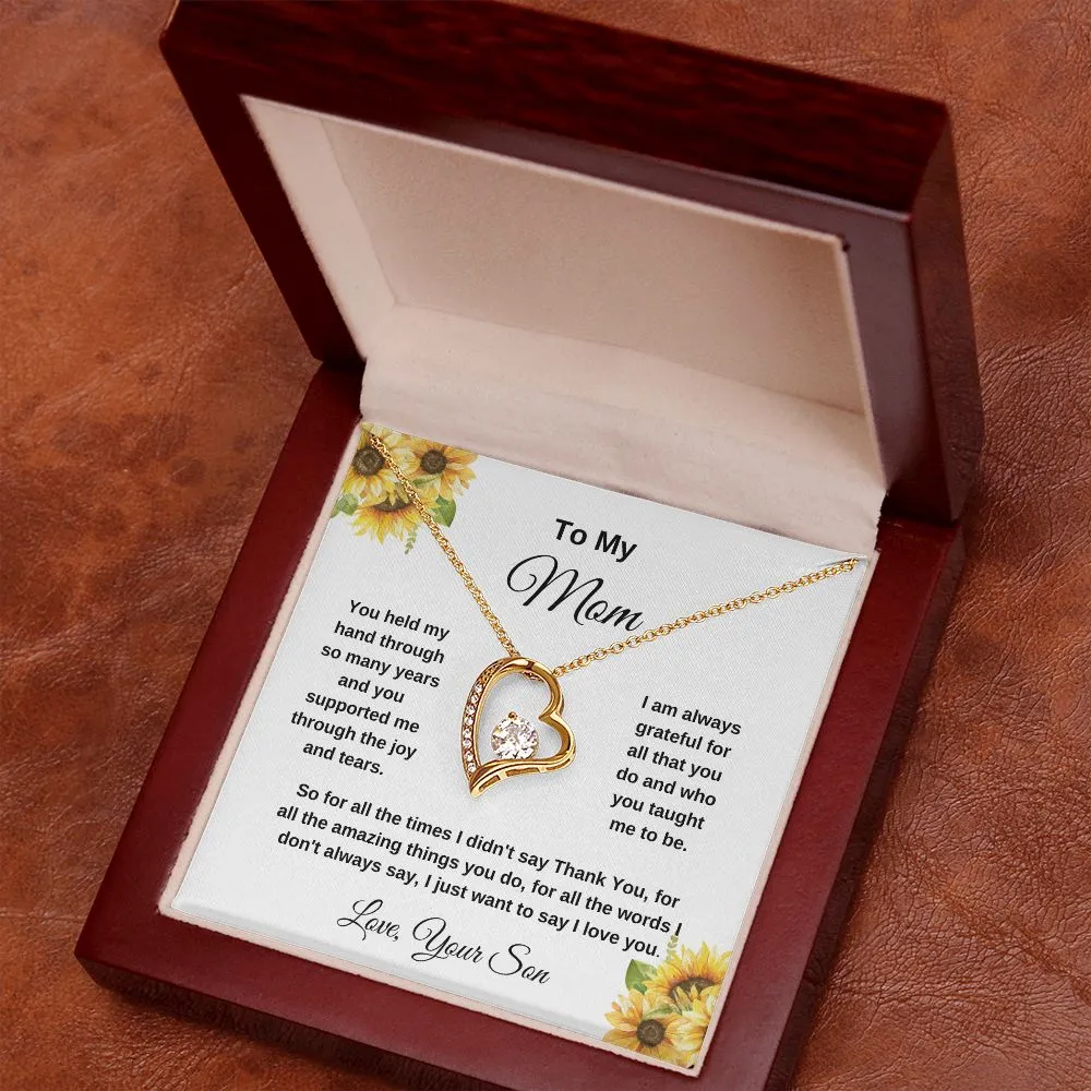 To My Mom Love Your Son Sunflowers Necklace