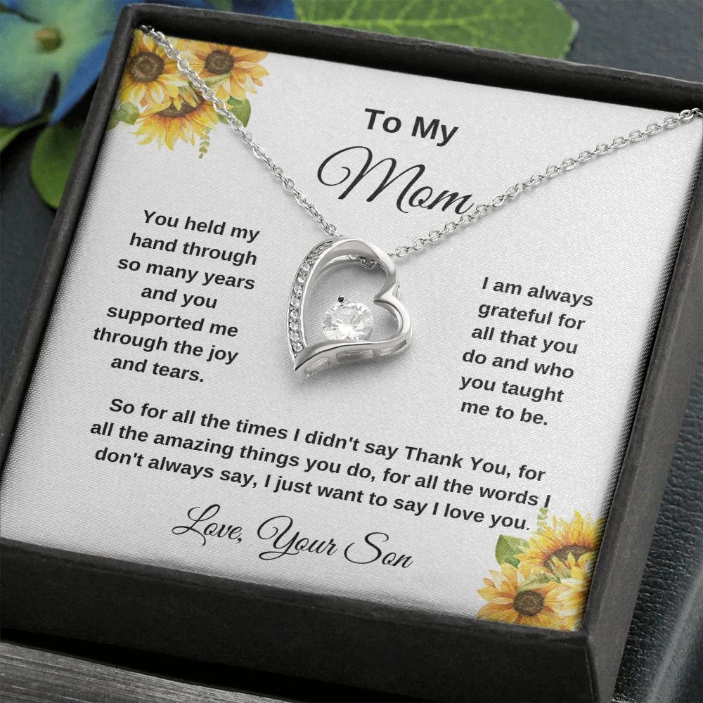 To My Mom Love Your Son Sunflowers Necklace
