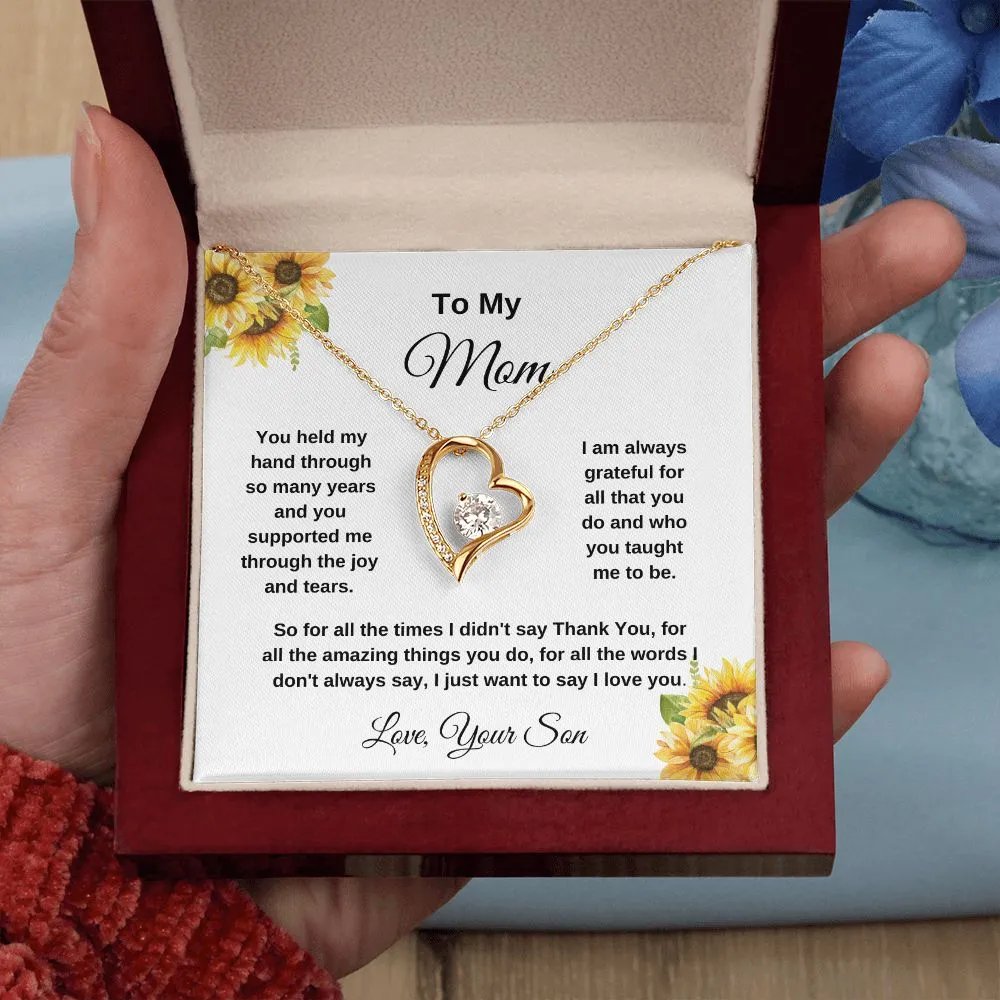 To My Mom Love Your Son Sunflowers Necklace