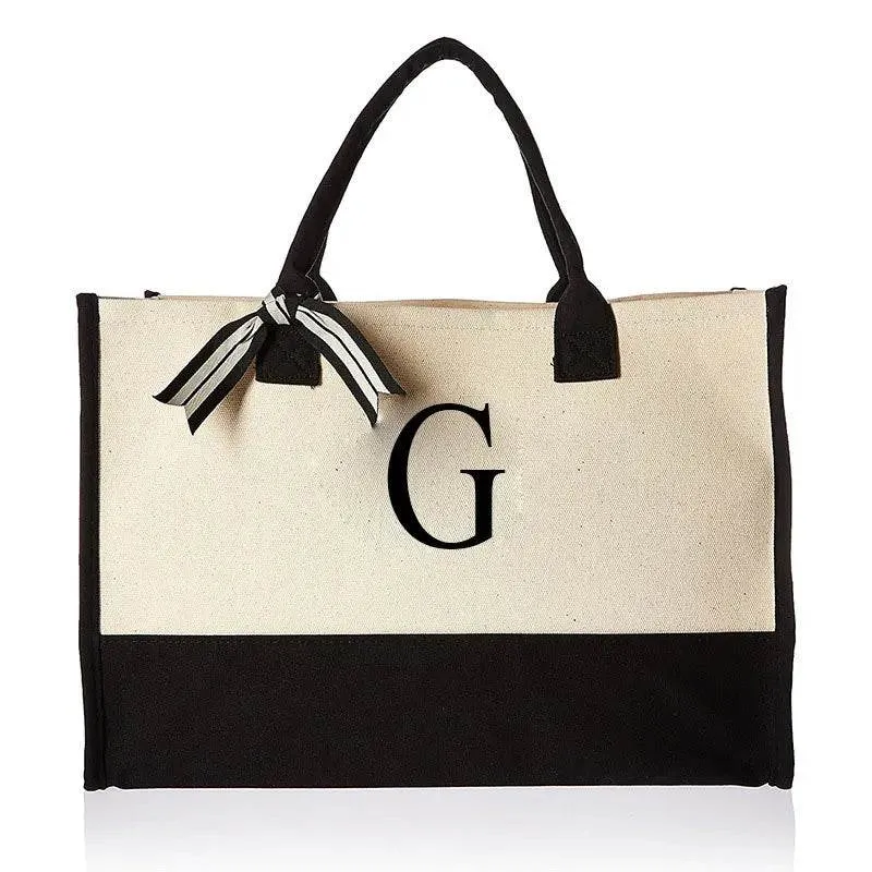 Tote Bag Fashion Canvas Totes Letters Flower Portable Beach Shoulder Shopping Casual Beach Bag Large Capacity Handbag  Wholesale