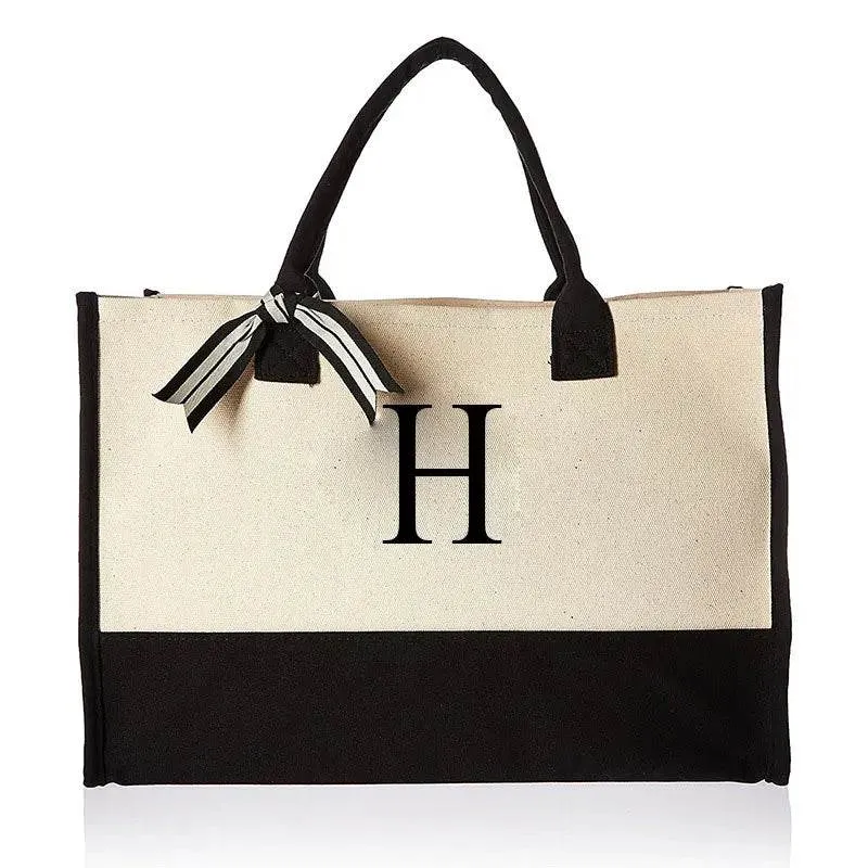 Tote Bag Fashion Canvas Totes Letters Flower Portable Beach Shoulder Shopping Casual Beach Bag Large Capacity Handbag  Wholesale