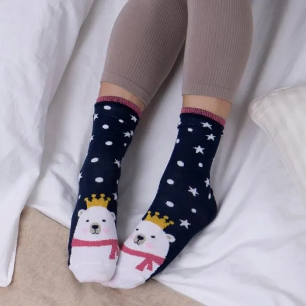 Totes Isotoner NOVELTY ANKLE Womens Socks Polar Bear: One Size