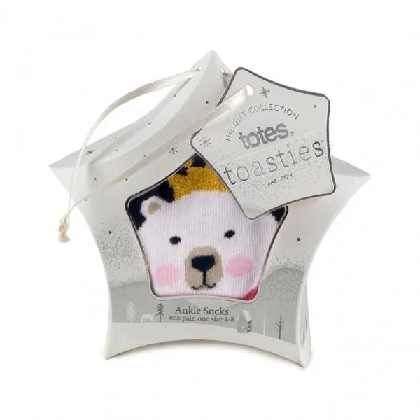Totes Isotoner NOVELTY ANKLE Womens Socks Polar Bear: One Size