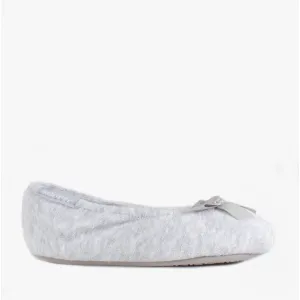 Totes Isotoner STRETCH TERRY BOW Womens Ballet Slippers Grey