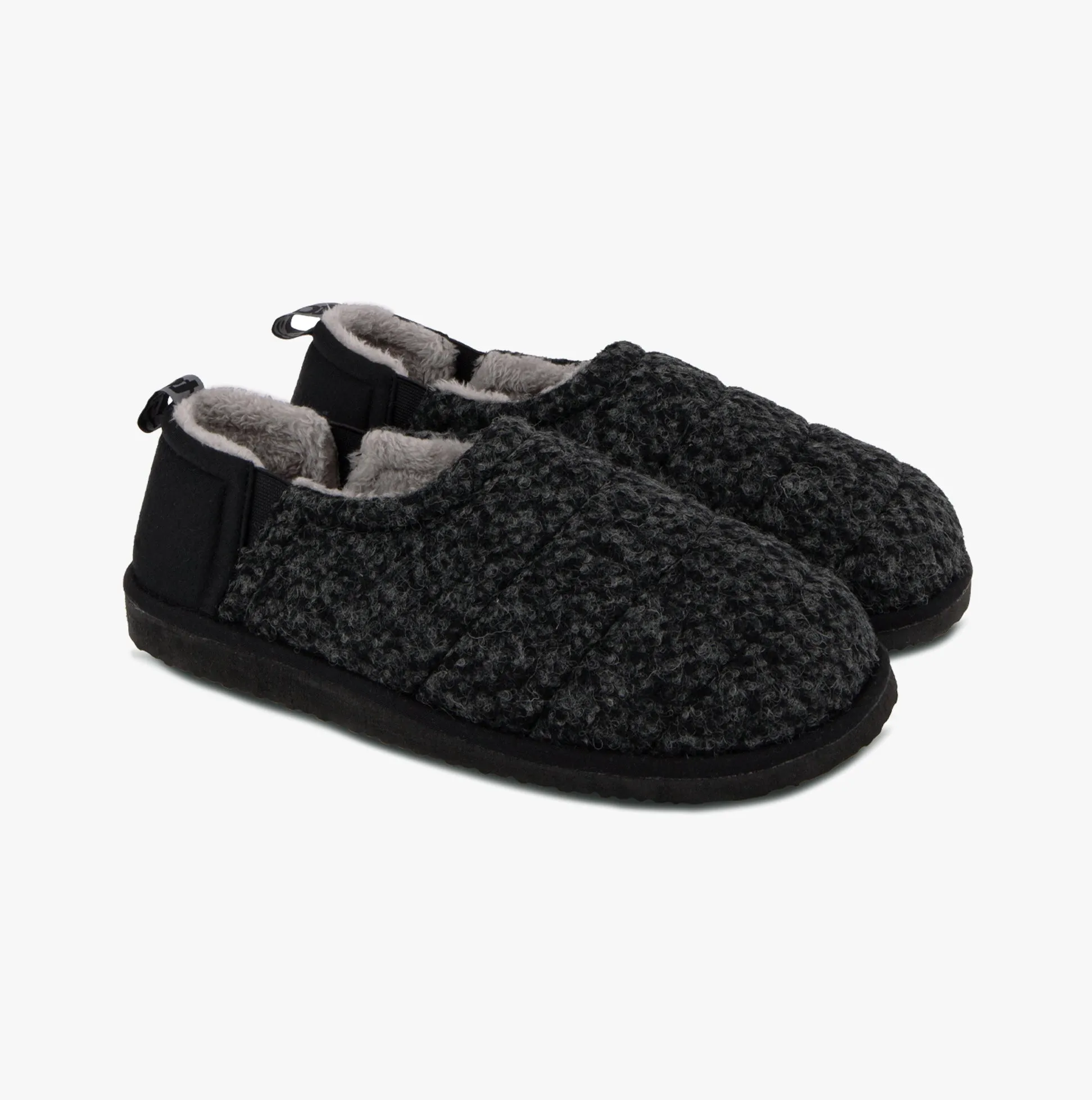 Totes Toasties QUILTED Full Back Slippers Mens Black