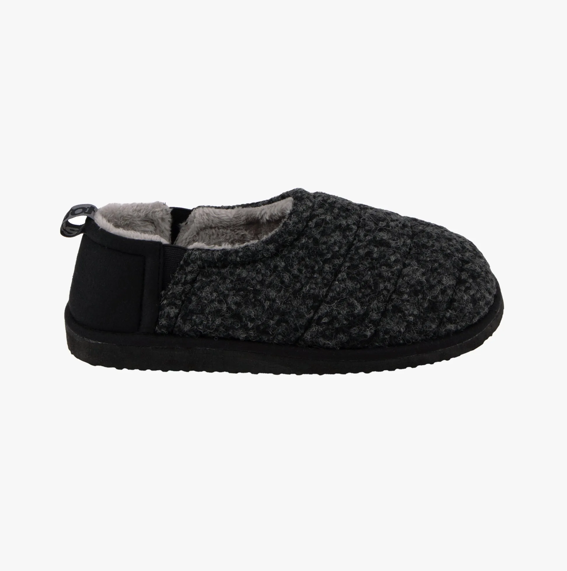 Totes Toasties QUILTED Full Back Slippers Mens Black