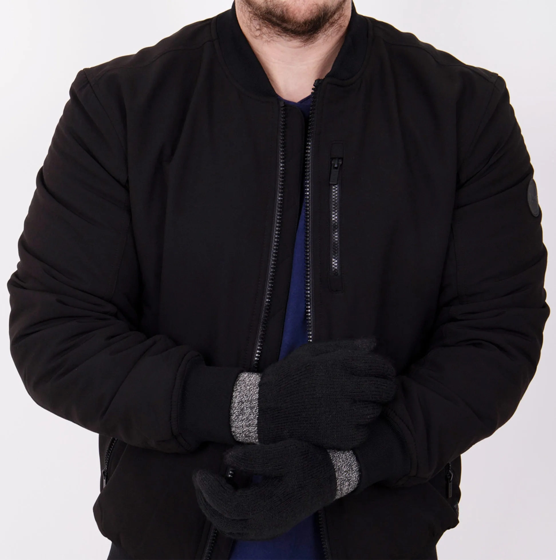 Totes Toasties STRETCH KNITTED SMARTOUCH Mens Gloves Black
