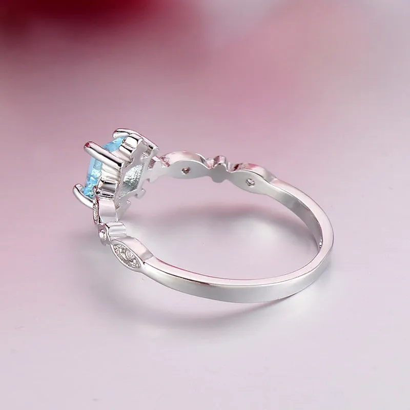 Trendy Blue Crystal Square Ring