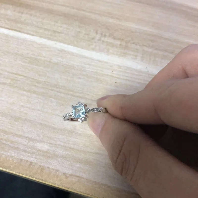 Trendy Blue Crystal Square Ring