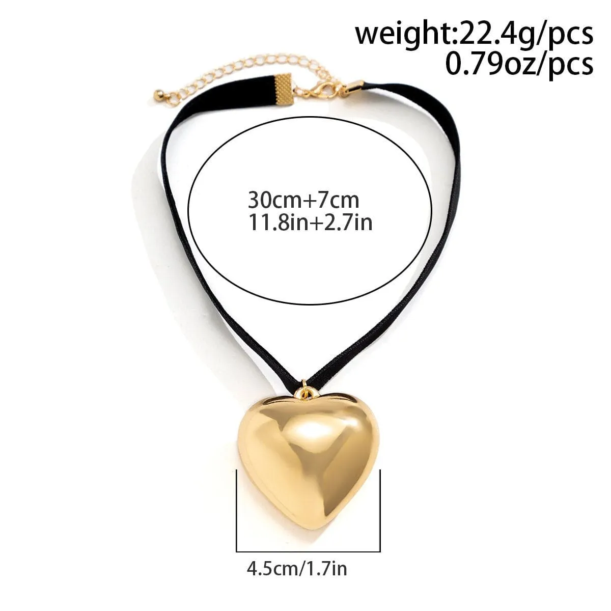 Trendy Heart Pendant Velvet Collar Choker Necklace