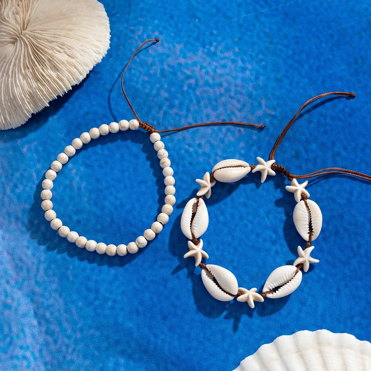 Trendy Layered Infinity Starfish Shell Ankelet Set