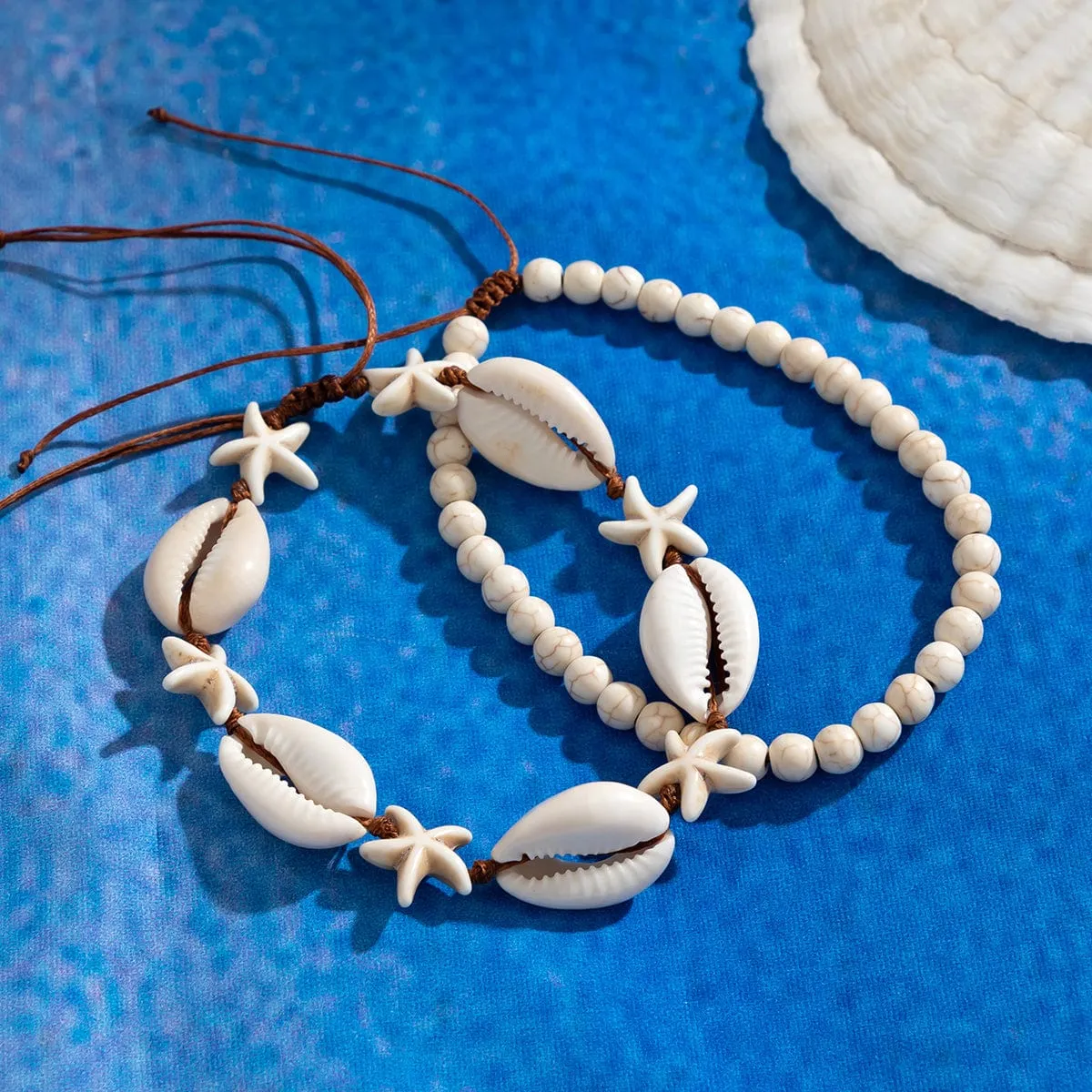 Trendy Layered Infinity Starfish Shell Ankelet Set