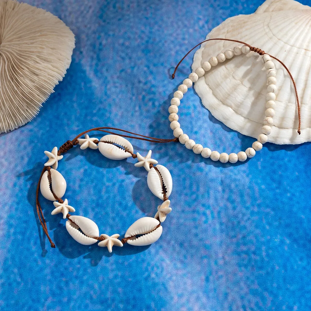 Trendy Layered Infinity Starfish Shell Ankelet Set