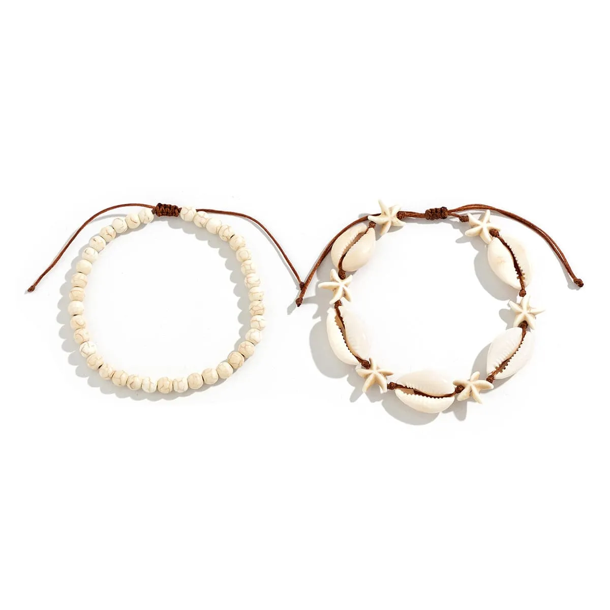 Trendy Layered Infinity Starfish Shell Ankelet Set