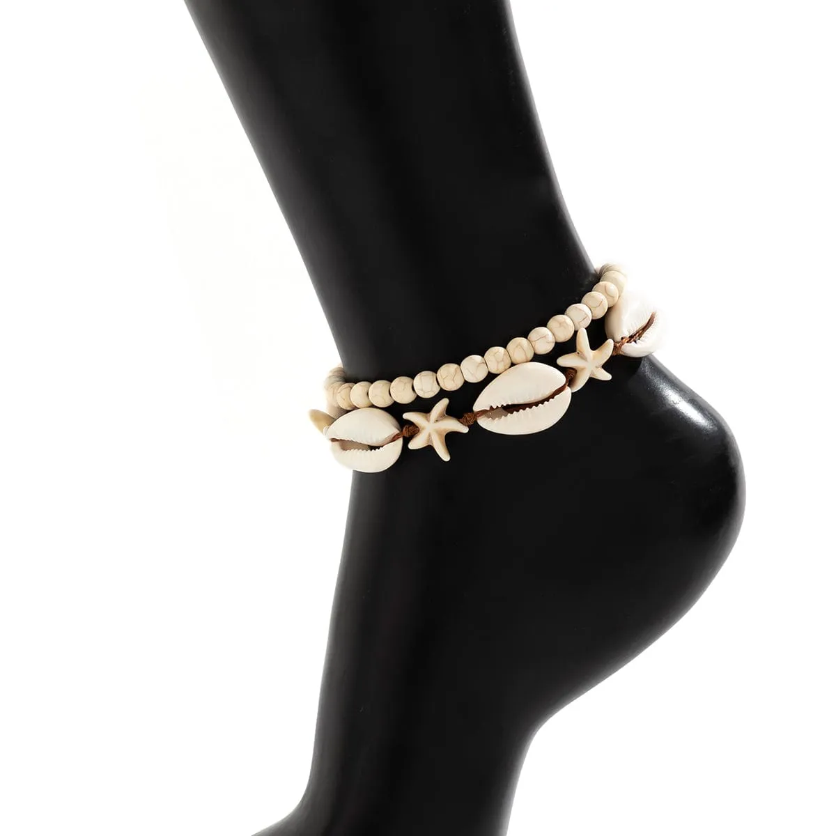 Trendy Layered Infinity Starfish Shell Ankelet Set