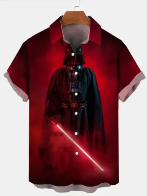Trendy Samurai Print Short Sleeve Shirt