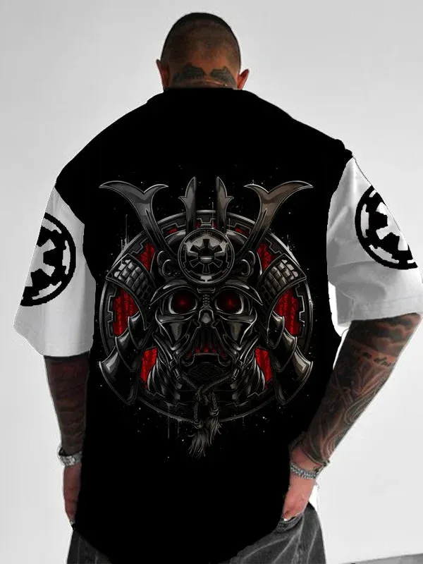 Trendy Samurai Print Short Sleeve Shirt