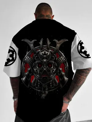 Trendy Samurai Print Short Sleeve Shirt