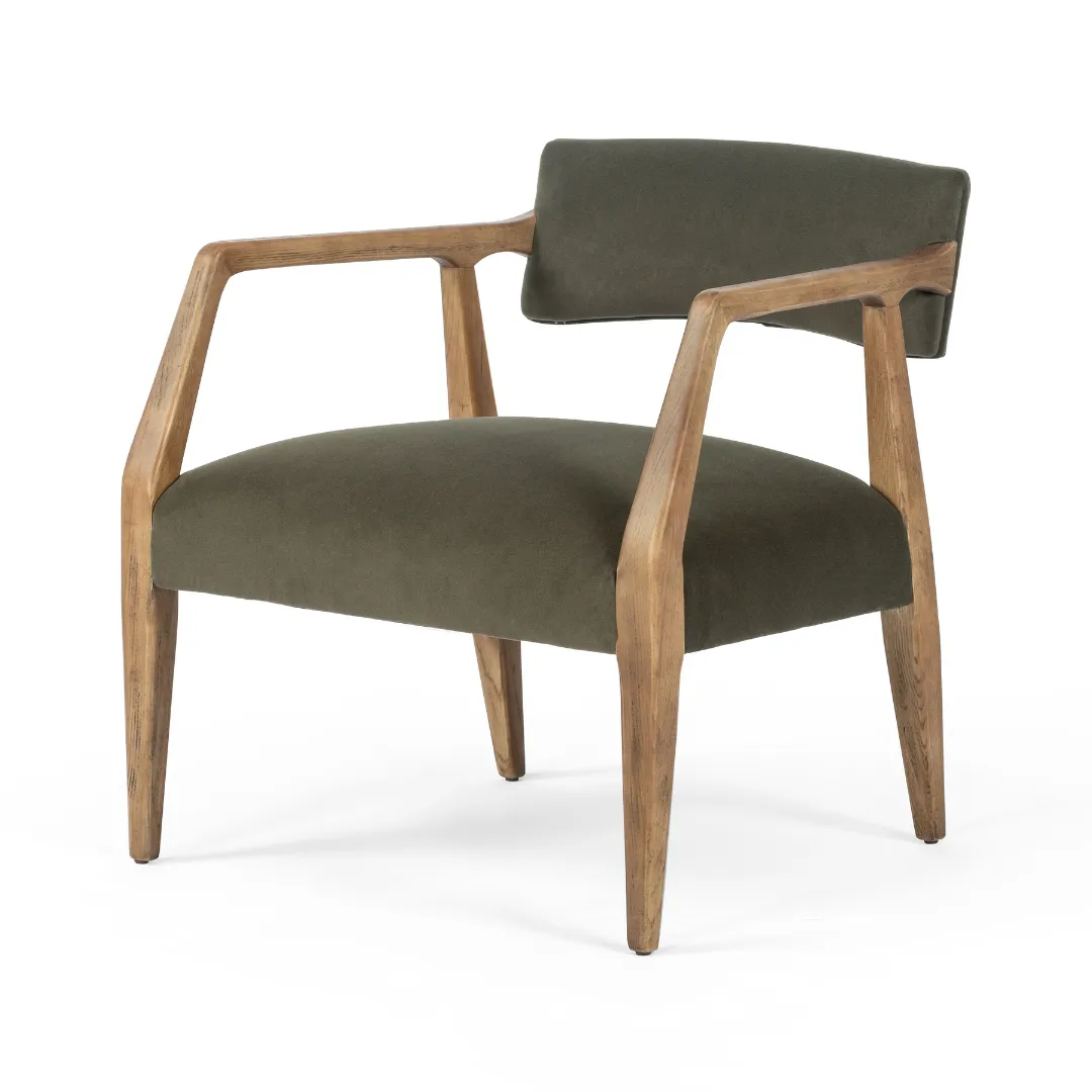Tyler Arm Chair-Modern Velvet Loden