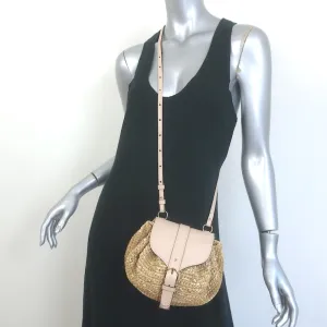 Ulla Johnson Paloma Ruched Straw Small Crossbody Bag Nude Leather NEW