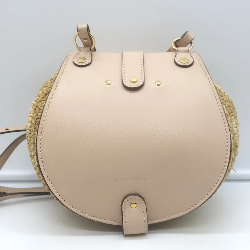 Ulla Johnson Paloma Ruched Straw Small Crossbody Bag Nude Leather NEW