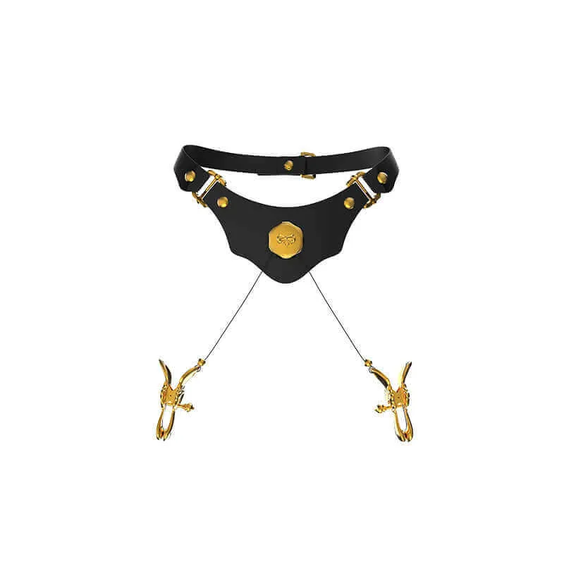 UPKO Mystic Bond Collection - Collar With Pulling Nipple Clamps