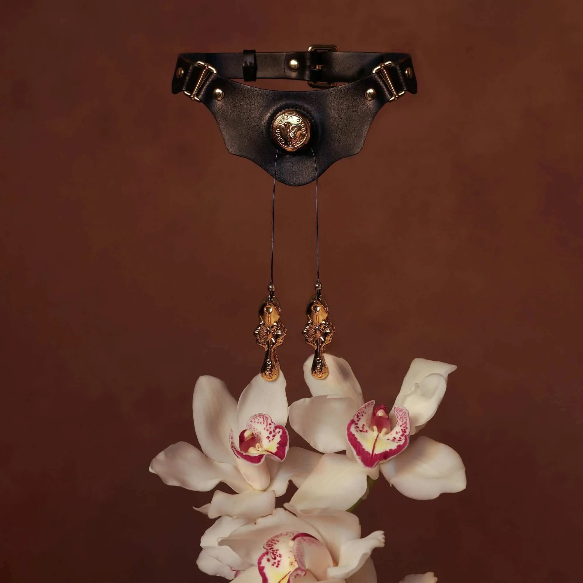 UPKO Mystic Bond Collection - Collar With Pulling Nipple Clamps