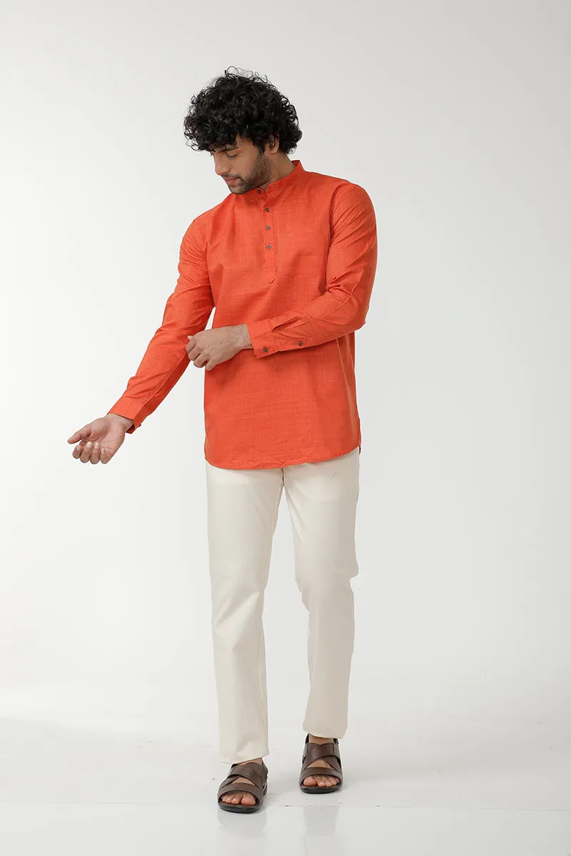 Urban - Orange Short Kurta for Men | Uathayam