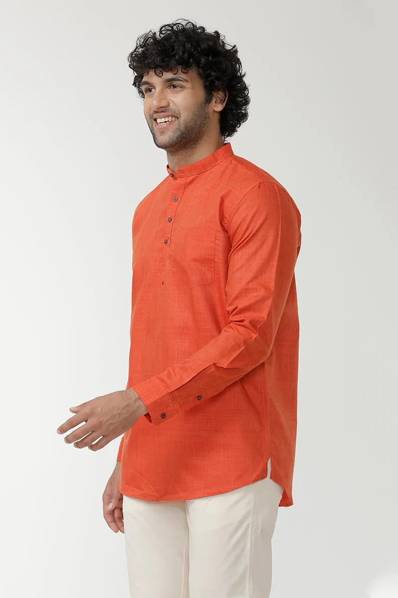 Urban - Orange Short Kurta for Men | Uathayam
