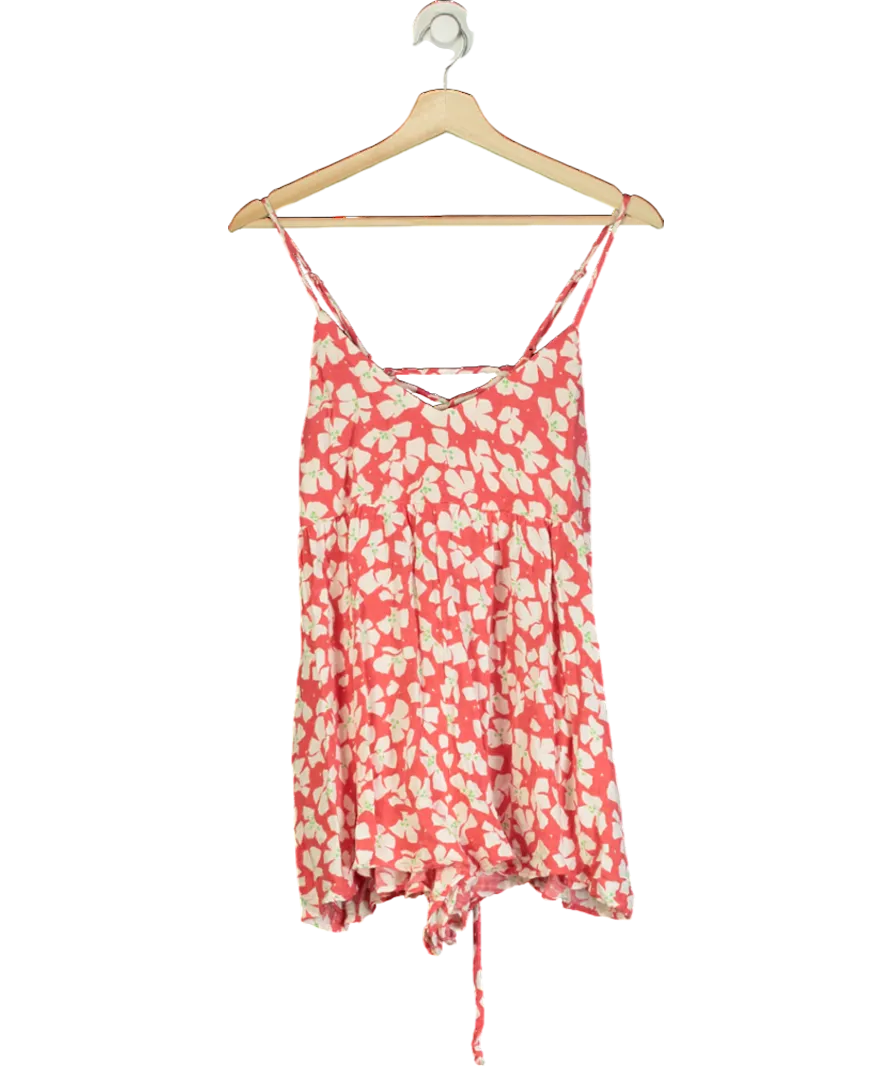 Urban Outfitters Blair Red Floral Playsuit UK XS