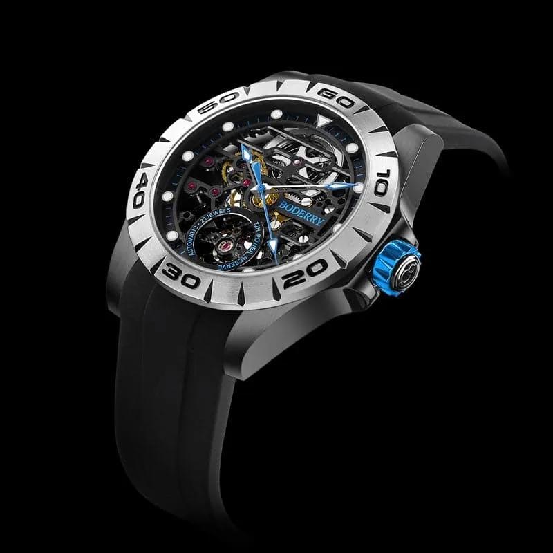 URBAN SKELETON(BLACK CASE)- 3-Hand Hi-beat(28,800 bph) with 72 hrs Power-reserve Automatic Watch