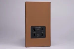Varilight XDYSSBS.BZ Screwless Brushed Bronze Dual Voltage Shaver Socket 240V/115V