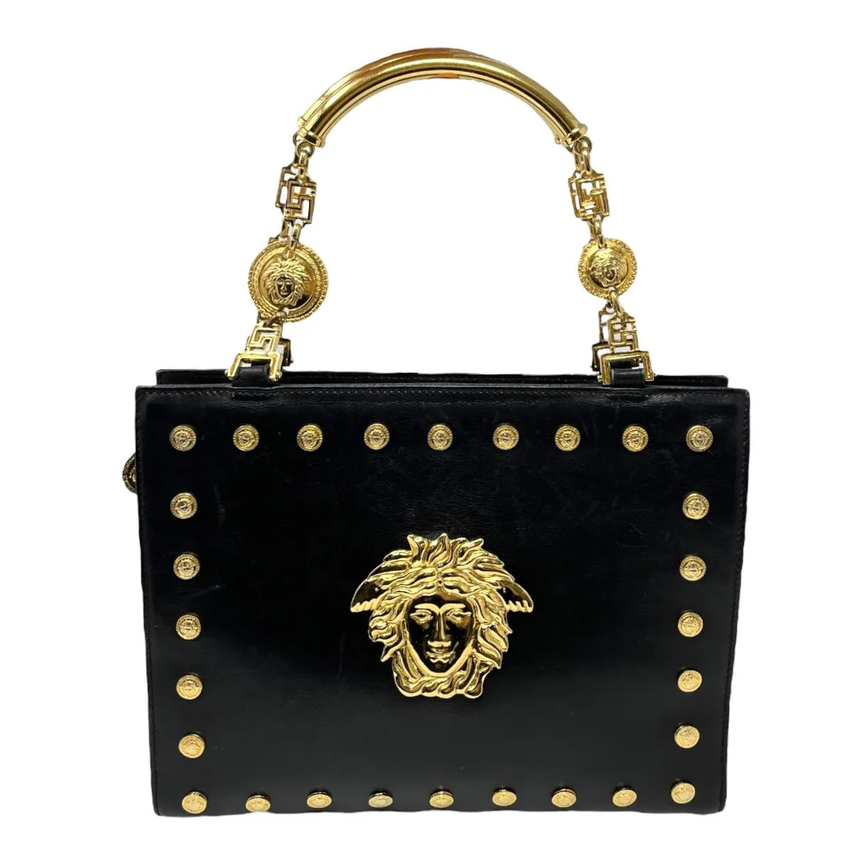 Versace Black Medusa Charm Top Handle Bag