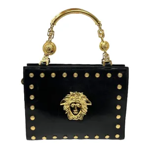 Versace Black Medusa Charm Top Handle Bag