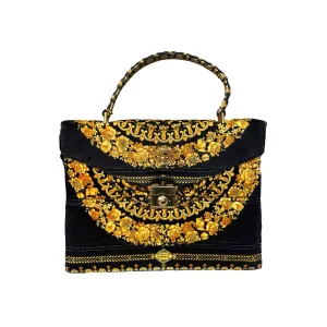 Versace Black Velour Top Handle Bag