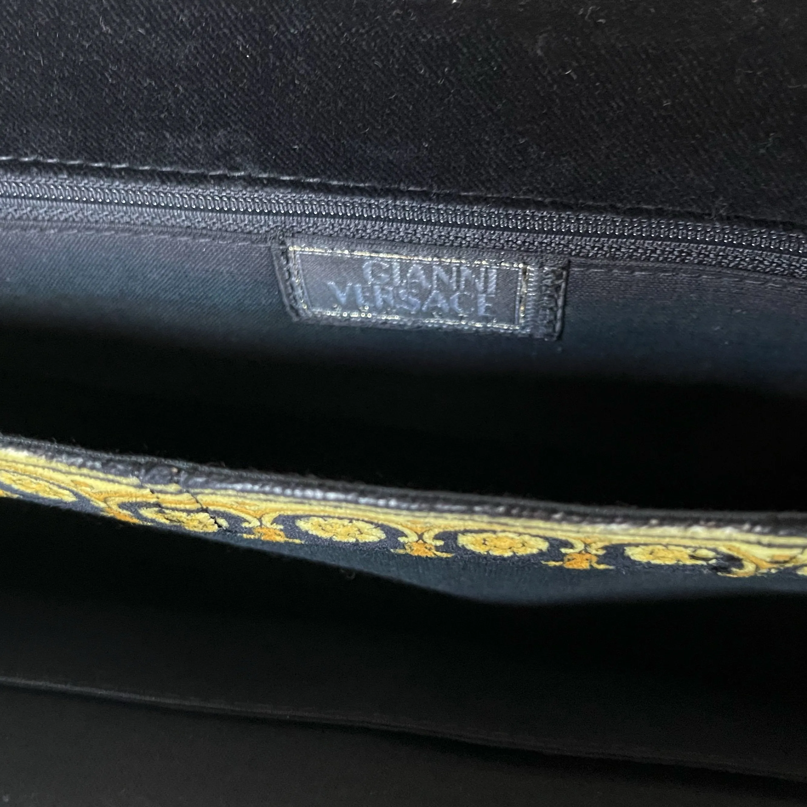 Versace Black Velour Top Handle Bag