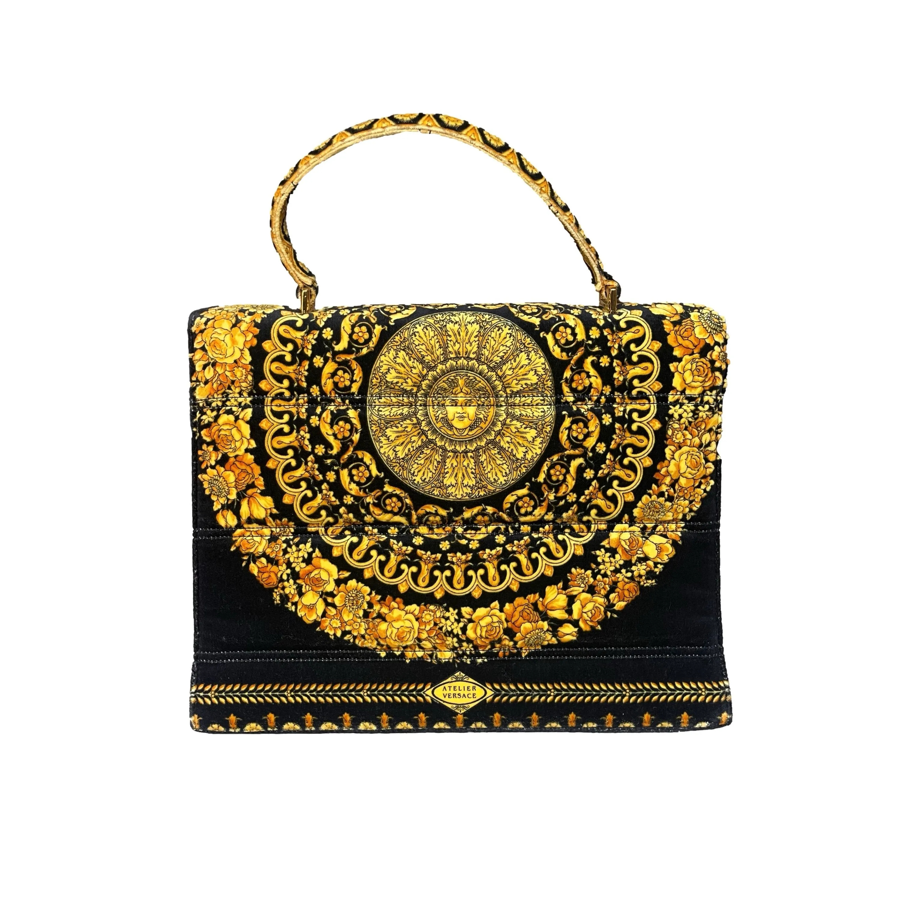 Versace Black Velour Top Handle Bag