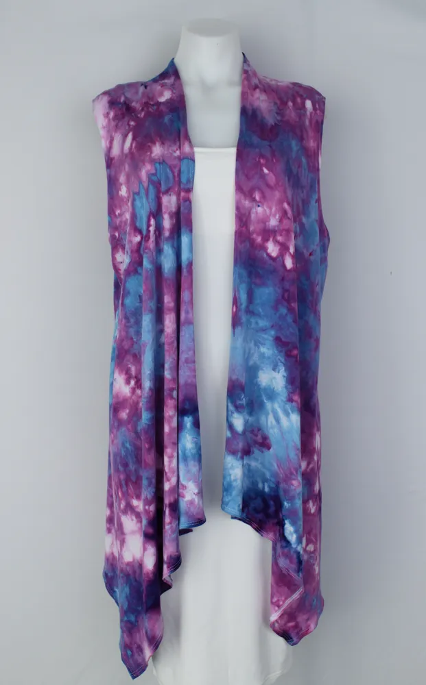 Vest Sleeveless Cardigan - size 1XL - Lavender Garden crinkle