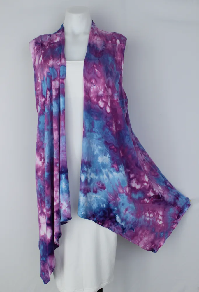 Vest Sleeveless Cardigan - size 1XL - Lavender Garden crinkle